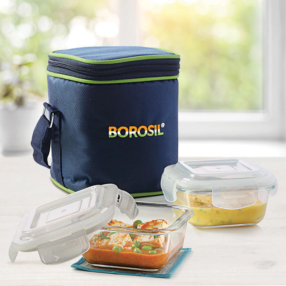 Borosil Glass Lunch Box S/2