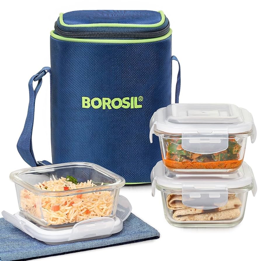 Borosil Glass Lunch Box S/3