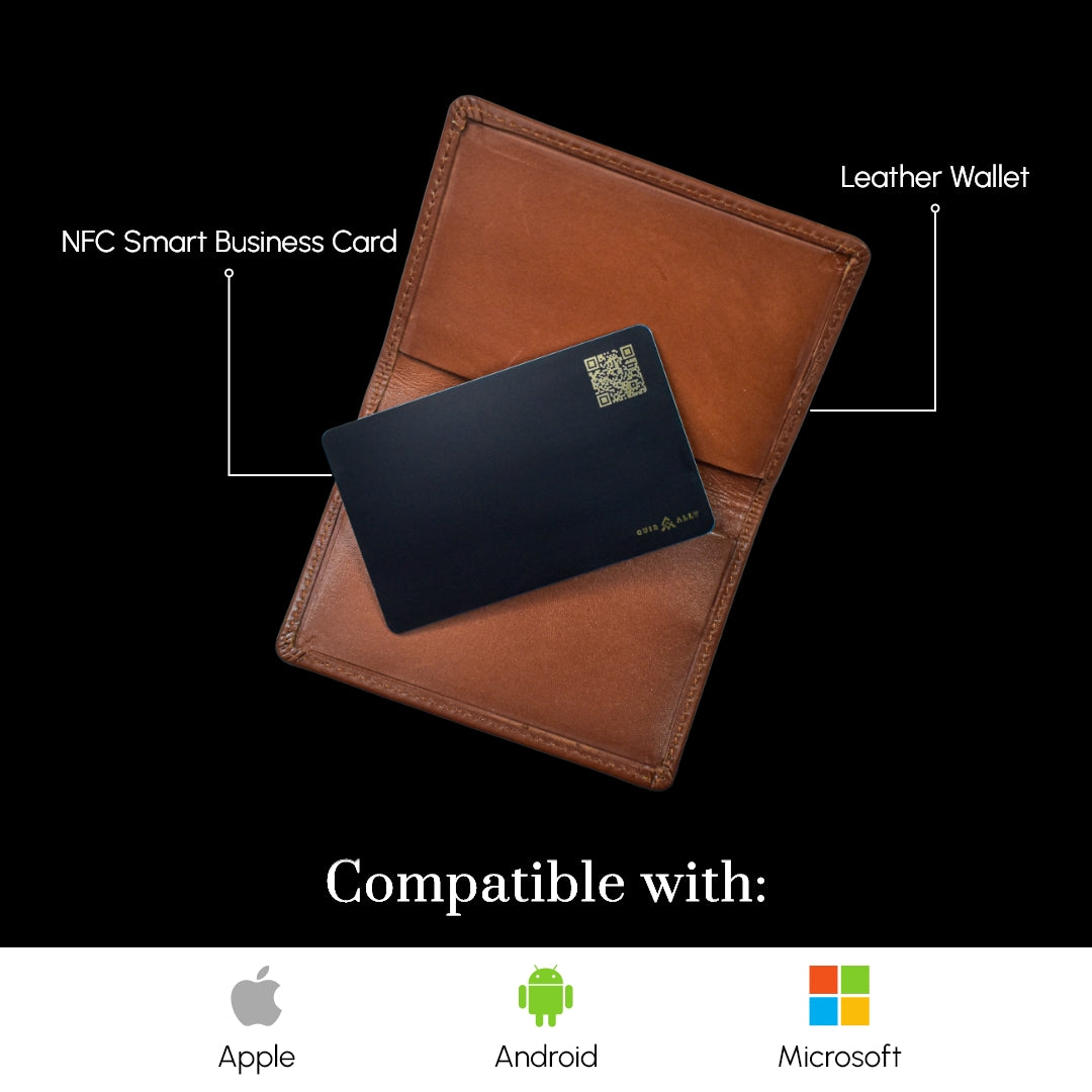 NFC Smart Business Card + Leather Card Holder