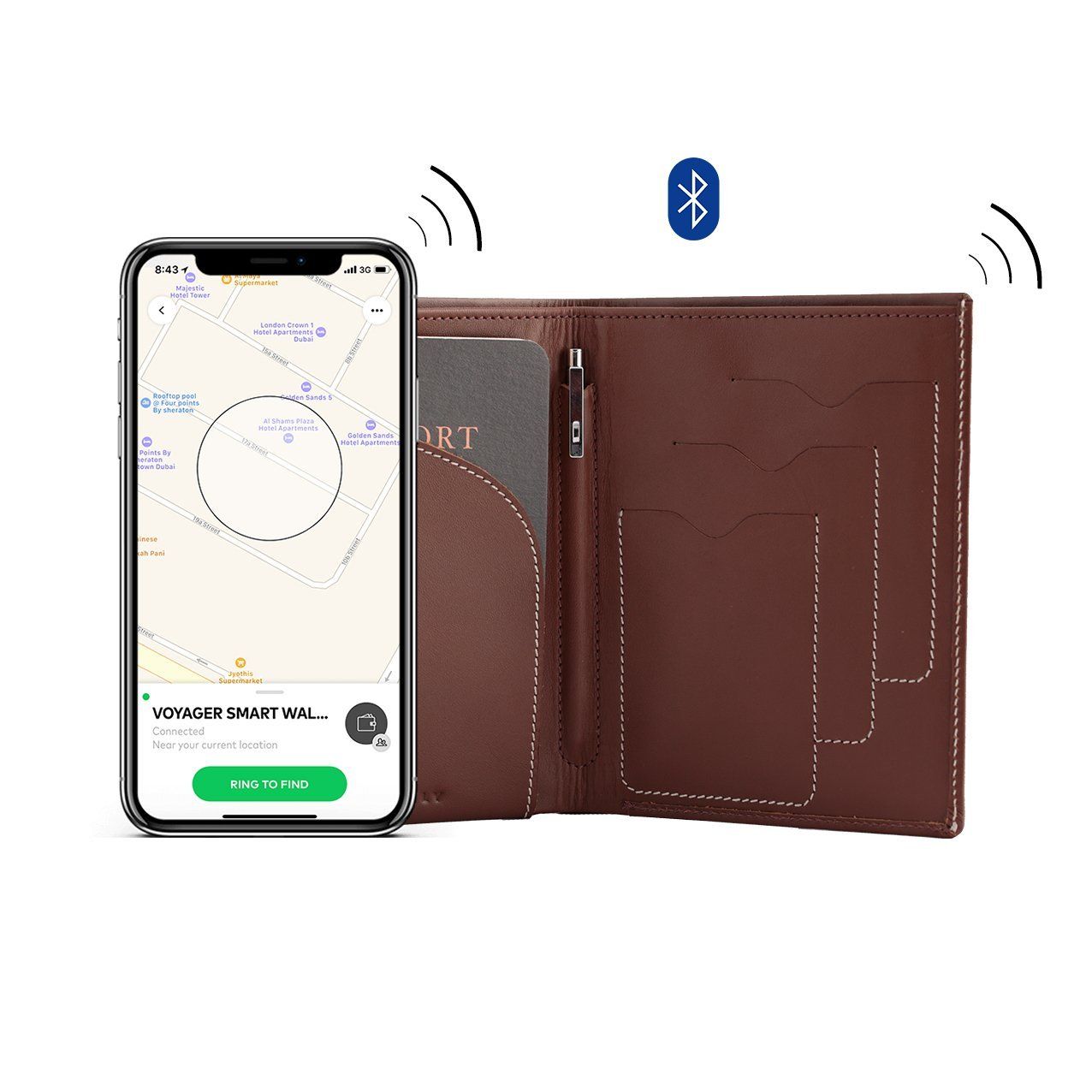 (AirTag Compatible) Voyager Smart Wallet Cuir Ally