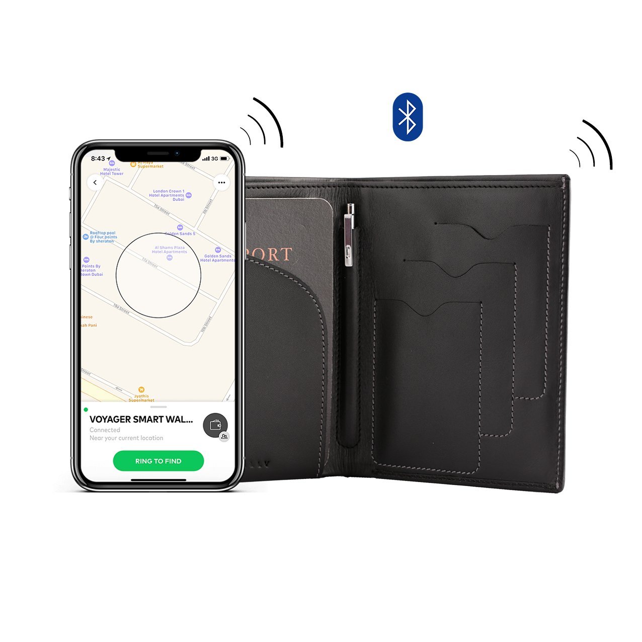 Voyager Leather Wallet + Anti-Lost Electronic Smart™️ Tech – Cuir