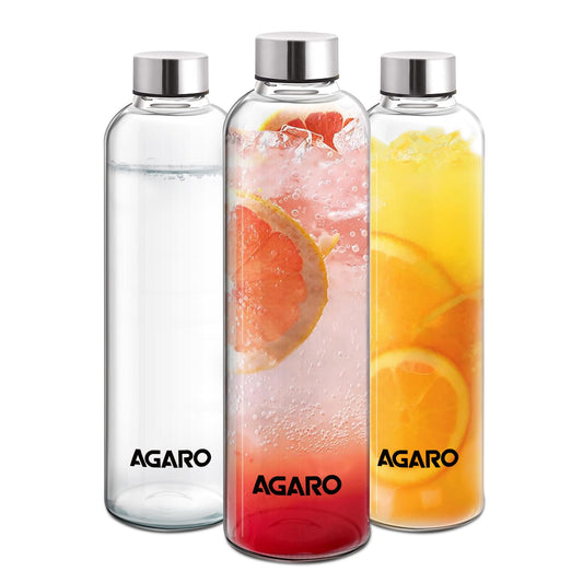 AGARO Elite Borosilicate Glass Water Bottles
