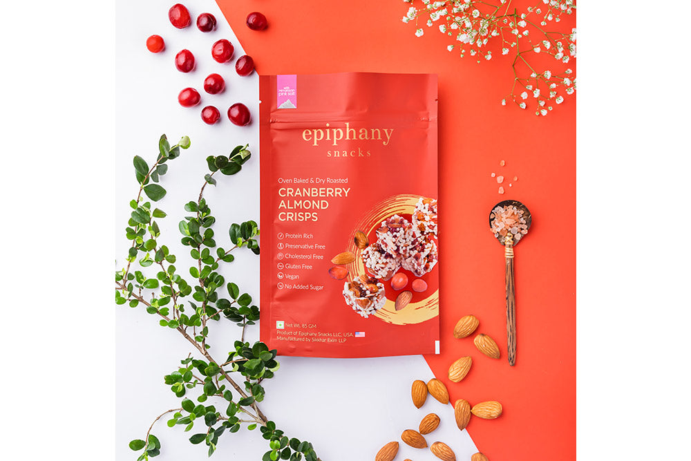 Epiphany Snacks Cranberry Almond Crisps 85 Grams