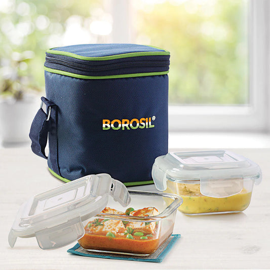 Borosil Glass Lunch Box S/2