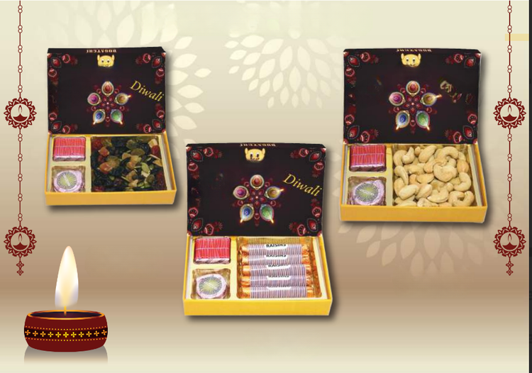 Diwali Gifting Box with Nuts, Diya, Candle
