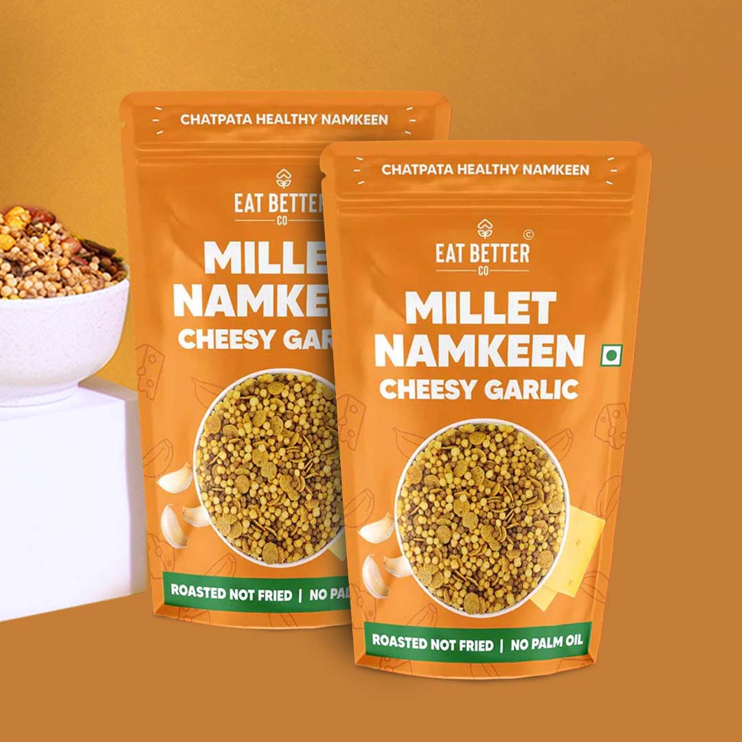 Eat Better Eatable Millet Namkeen - Cheesy Garlic