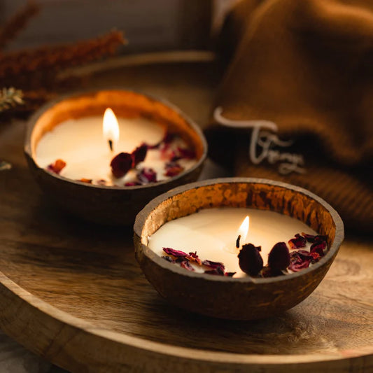 A Wax Studio Raw Finished Coconut Shell Candles (width 80mm, height 50mm)