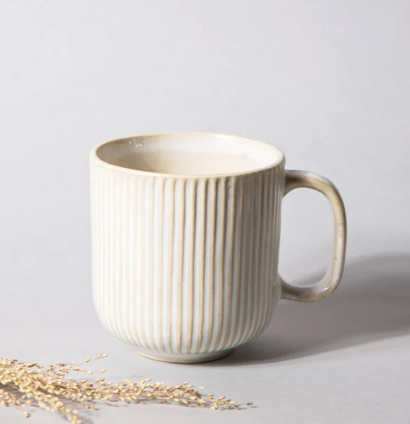 The Table Fable Striped Ivory Mug