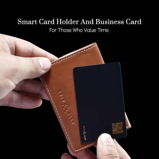 NFC Smart Business Card + Leather Card Holder