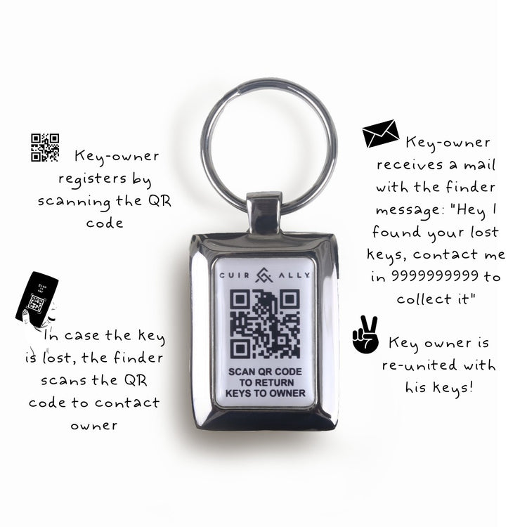 Key Chain With Lost & Found Technology Cuir Ally Smart Goods